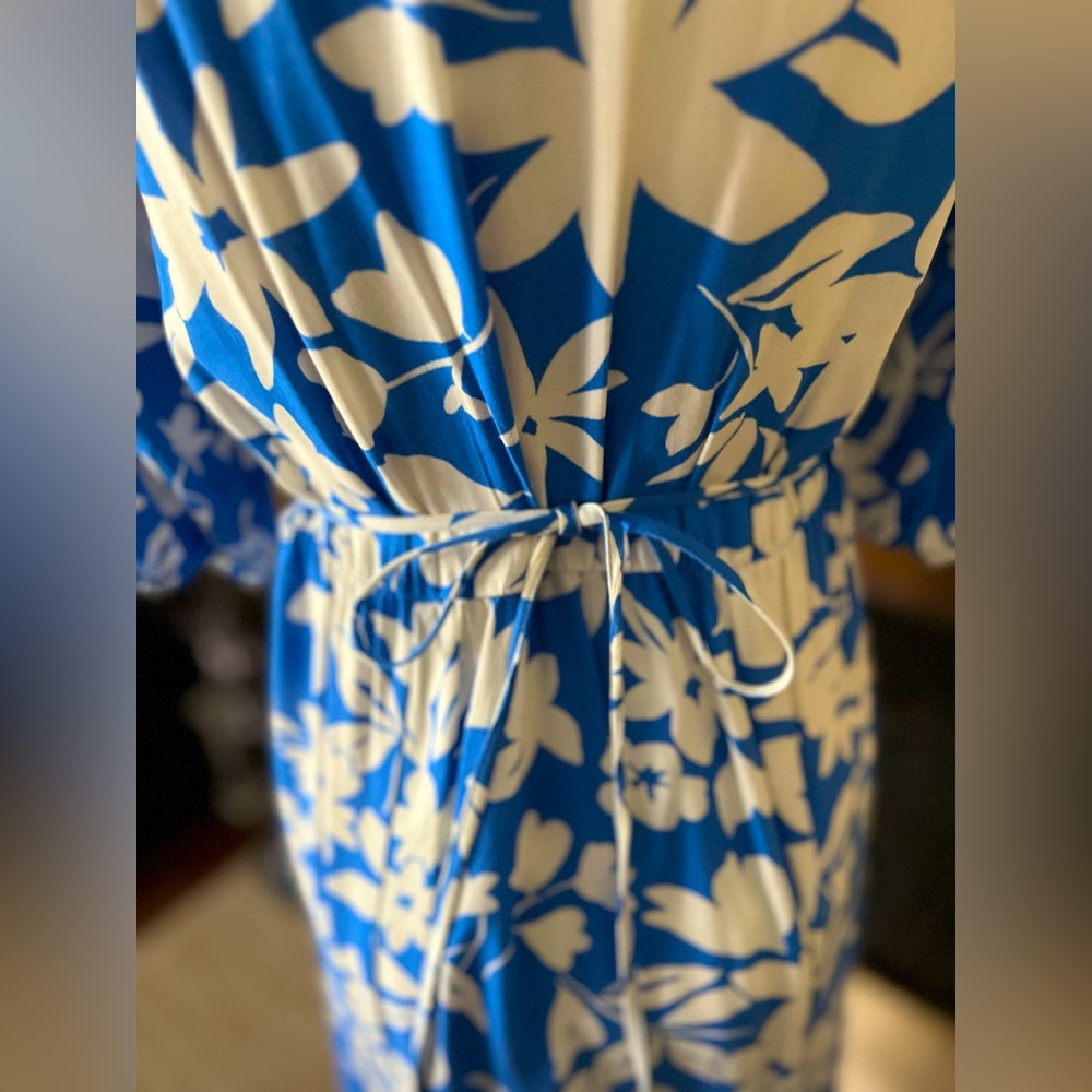 New Look Blue and White Puff Sleeve Maxi Sundress - Picture 3 of 7